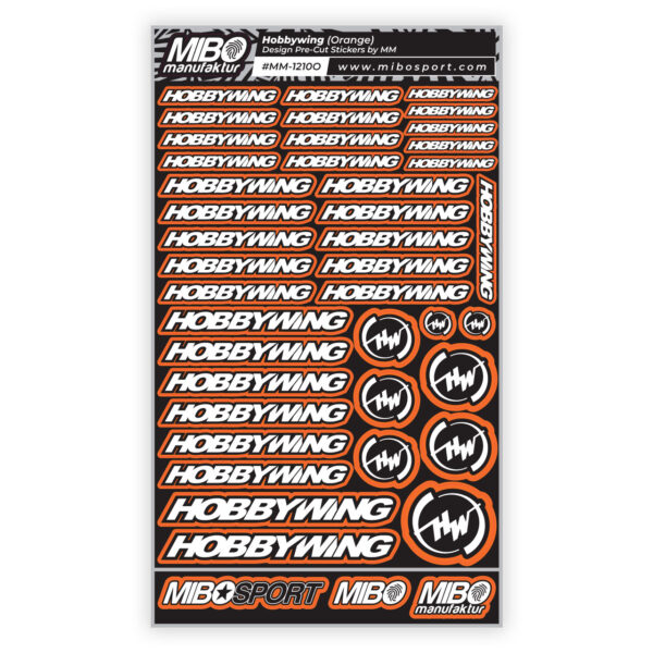 Hobbywing Design Pre-Cut Stickers by MM (orange, Larger A5 size) - immagine 4
